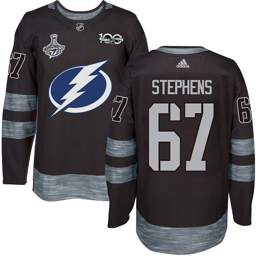 Men Adidas Tampa Bay Lightning #67 Mitchell Stephens Black 1917-2017 100th Anniversary 2020 Stanley Cup Champions Stitched NHL Jersey->tampa bay lightning->NHL Jersey